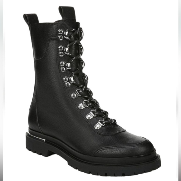 Via Spiga Shoes - VIA SPIGA TAVVI Lace Up Combat Hiking Boots Shoes Black Leather